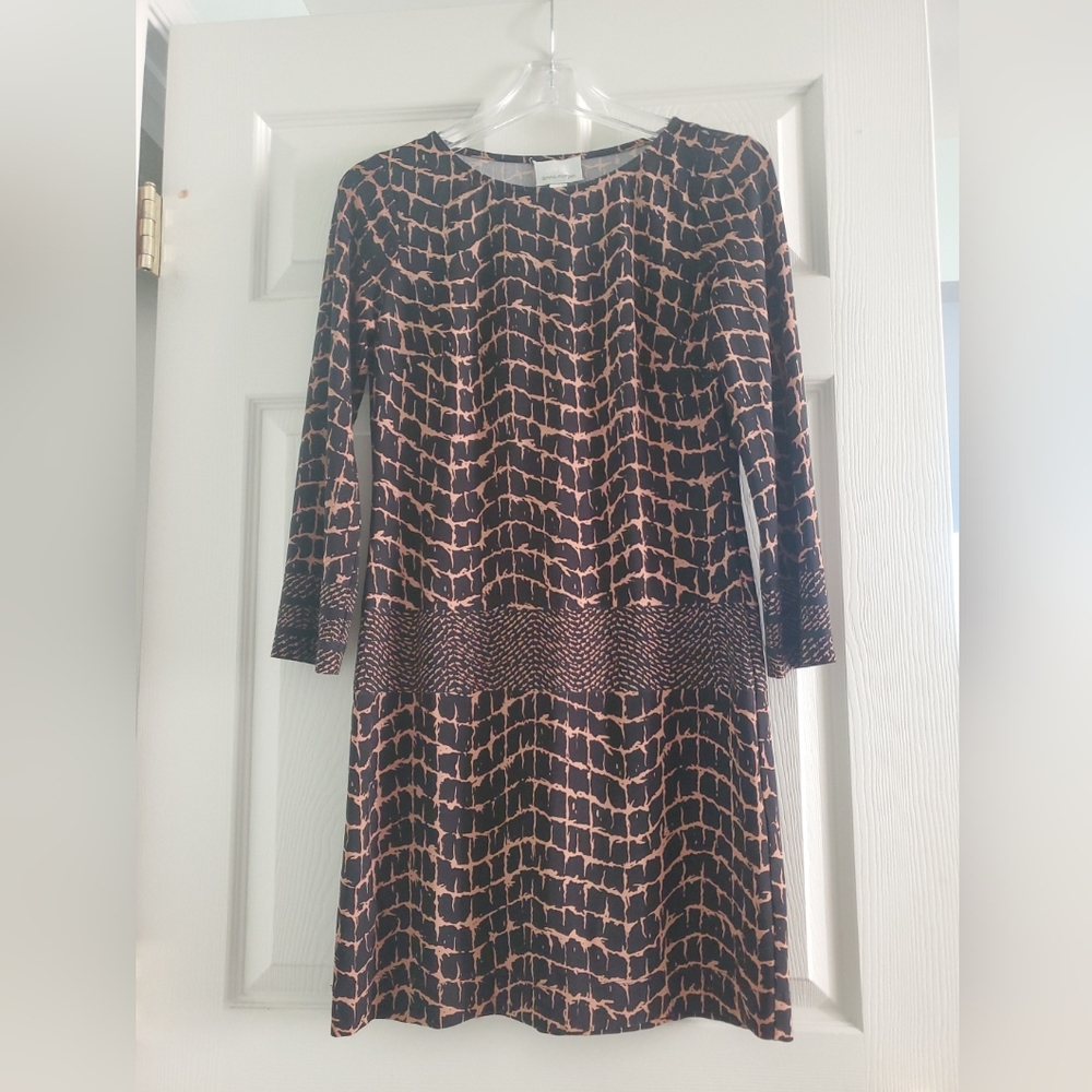 Donna Morgan Dress Woman size 2 Stretch, Slinky, Travel, Animal Print, Neutral